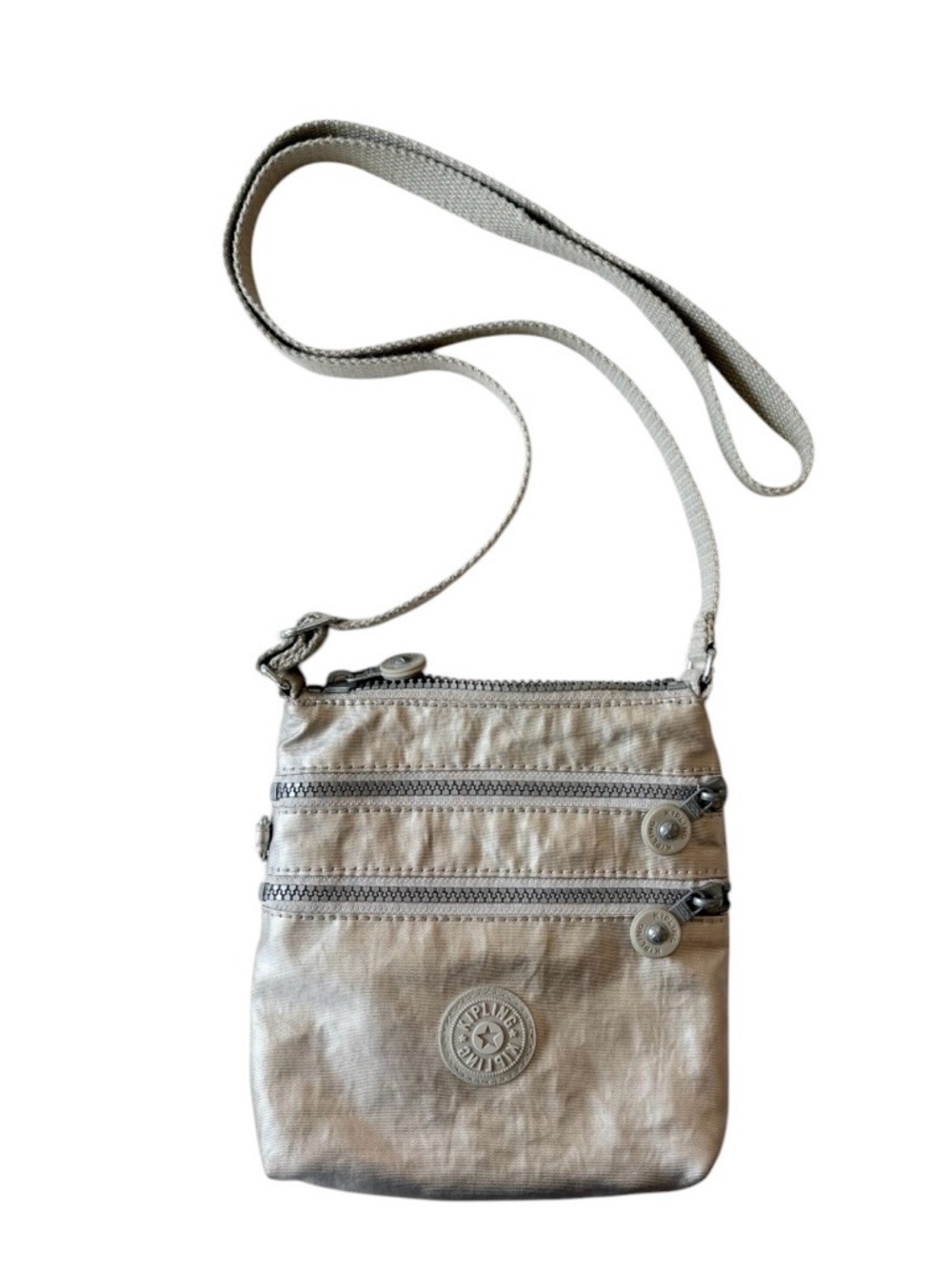 Kipling Alvar Metallic Light Silver Crossbody Bag Mini